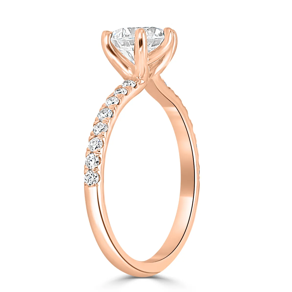 Rose Gold Unique and Romantic French Pave Engagement Ring jewelry store near me