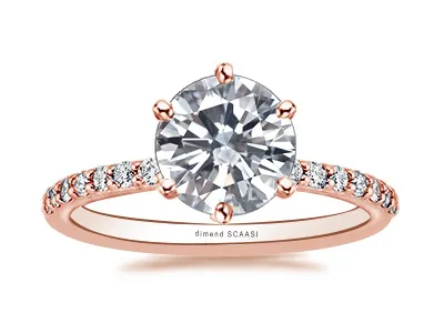 Rose Gold Unique and Romantic French Pave Engagement Ring