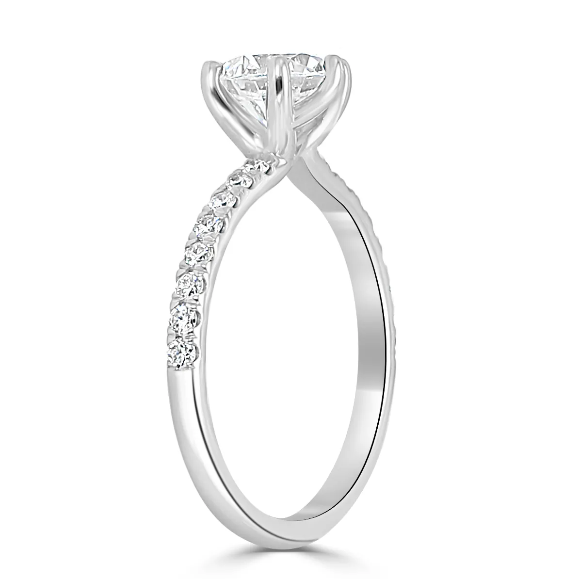 Platinum Unique and Romantic French Pave Engagement Ring jewelry store near me