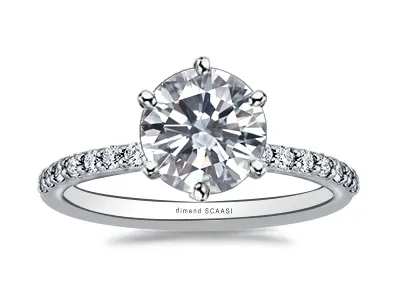 Platinum Unique and Romantic French Pave Engagement Ring