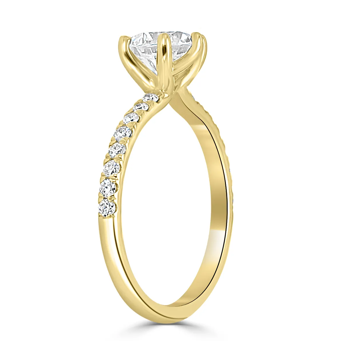 Yellow Gold Unique and Romantic French Pave Engagement Ring jewelry store near me