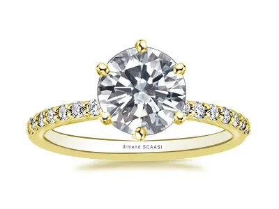 Yellow Gold Unique and Romantic French Pave Engagement Ring