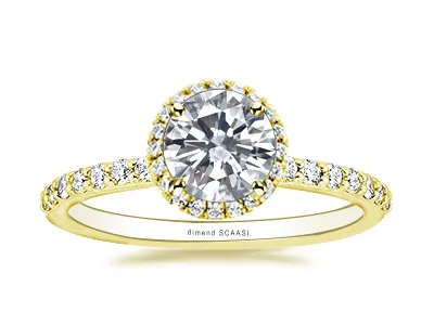 Yellow Gold Non-Cathedral French Pave Engagement Ring