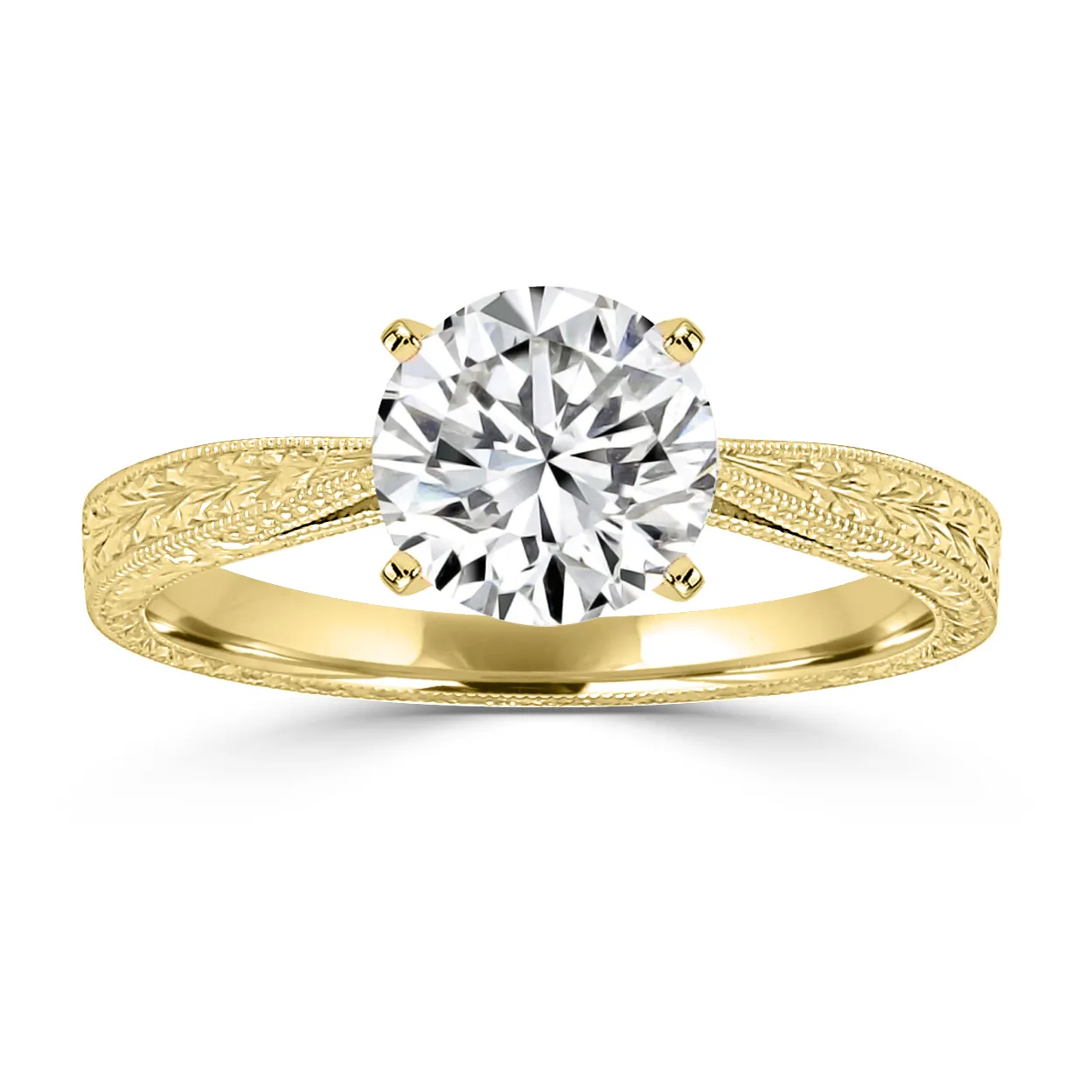 Yellow Gold Gorgeous Vintage Solitaire Engagement Ring