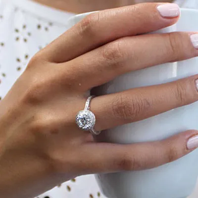 White Gold Authentic Vintage Looking Engagement Ring jewelry online