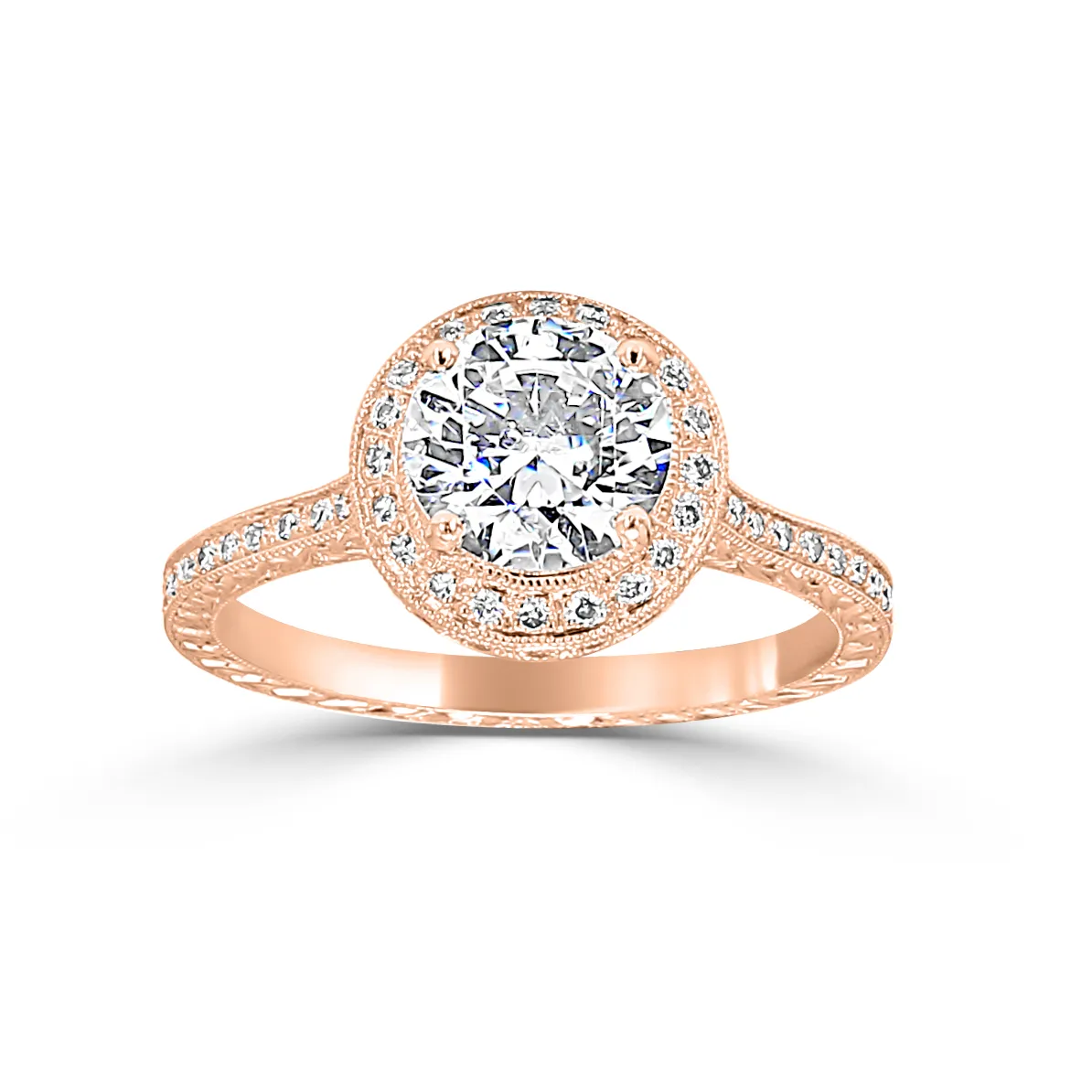 Rose Gold Authentic Vintage Looking Engagement Ring