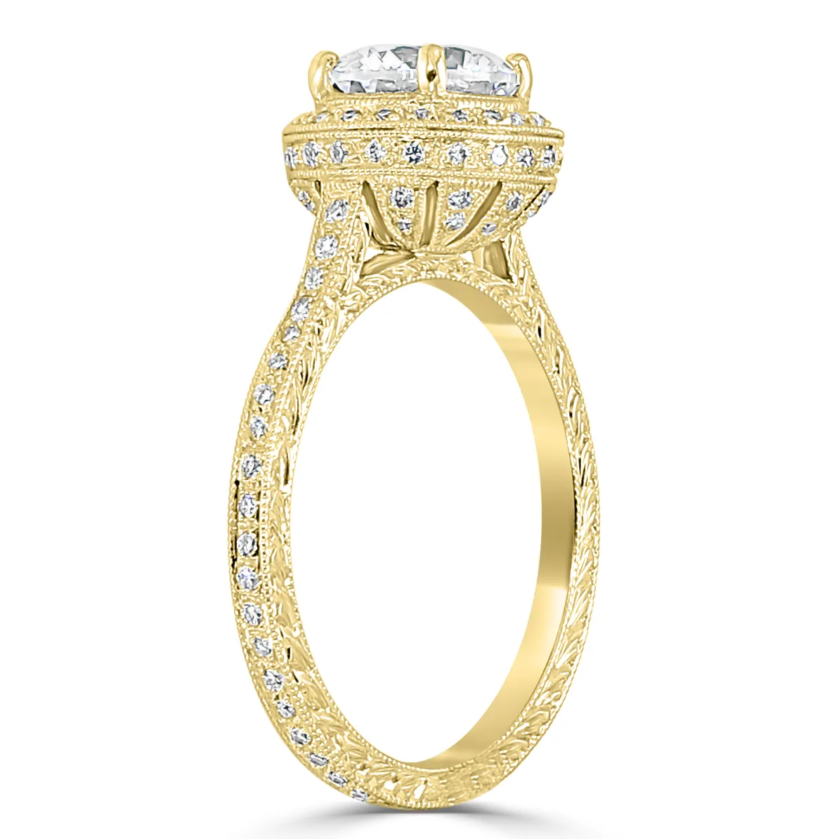 Yellow Gold Authentic Vintage Looking Engagement Ring jewelry Wabash avenue