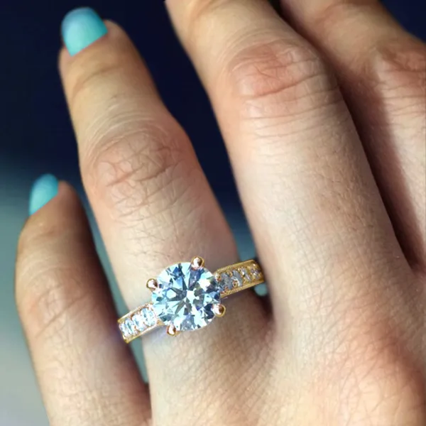 Yellow Gold Edwardian Old European Engagement Ring jewelry windy city
