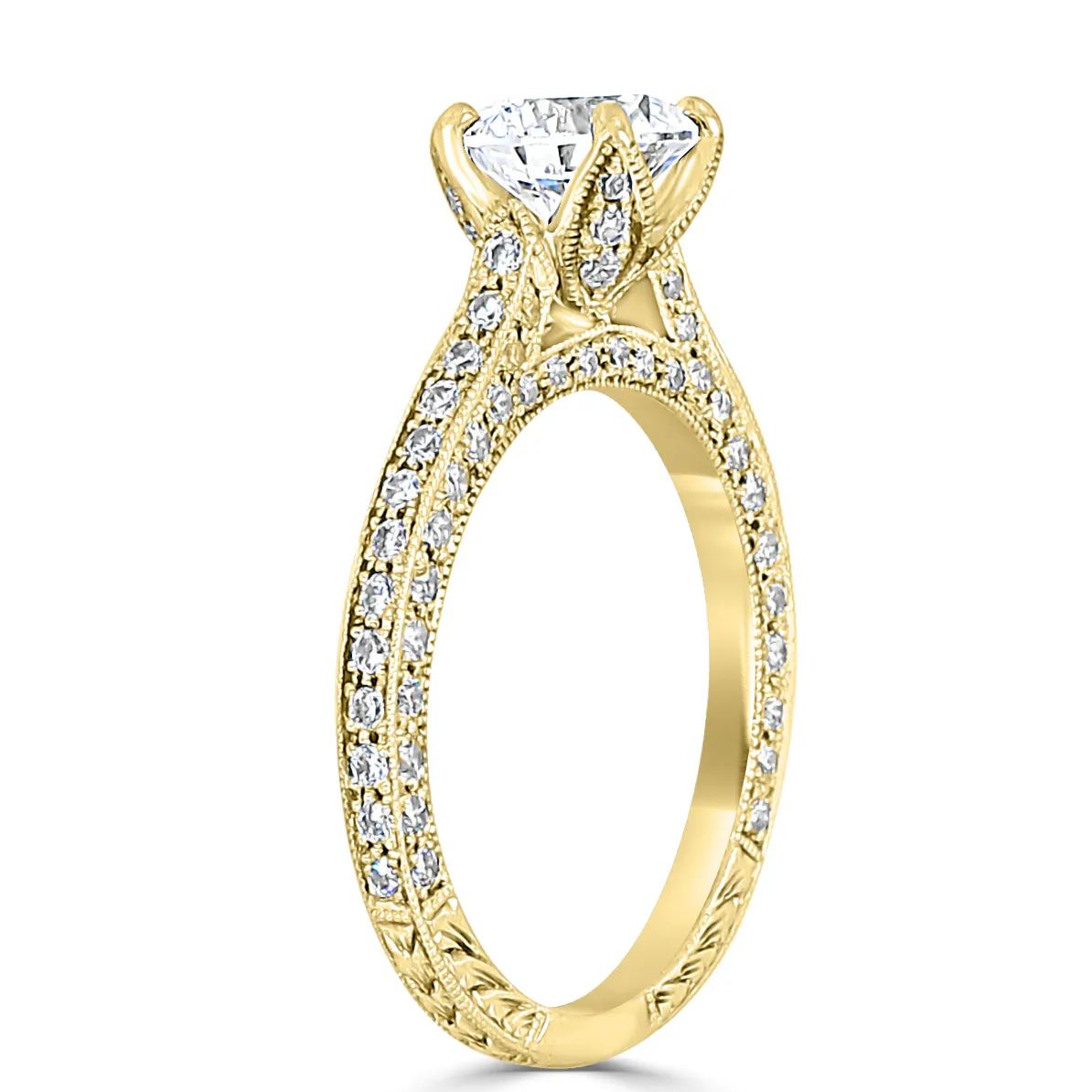 Yellow Gold Edwardian Old European Engagement Ring jewelry Wabash avenue