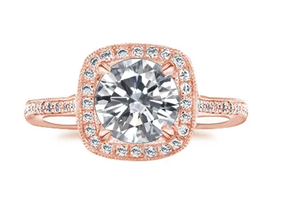 Rose Gold Delicate Milgrain Vintage Inspired Engagement Ring
