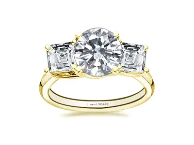 Yellow Gold Asscher Cut Engagement Ring