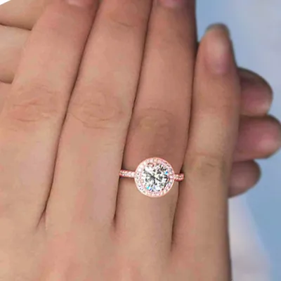 Rose Gold Elegant and Exclusive Halo Vintage Ring jewelry windy city