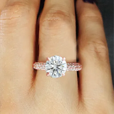 Rose Gold Glam and Bright Three Sided Pave Engagement Ring jewelry online