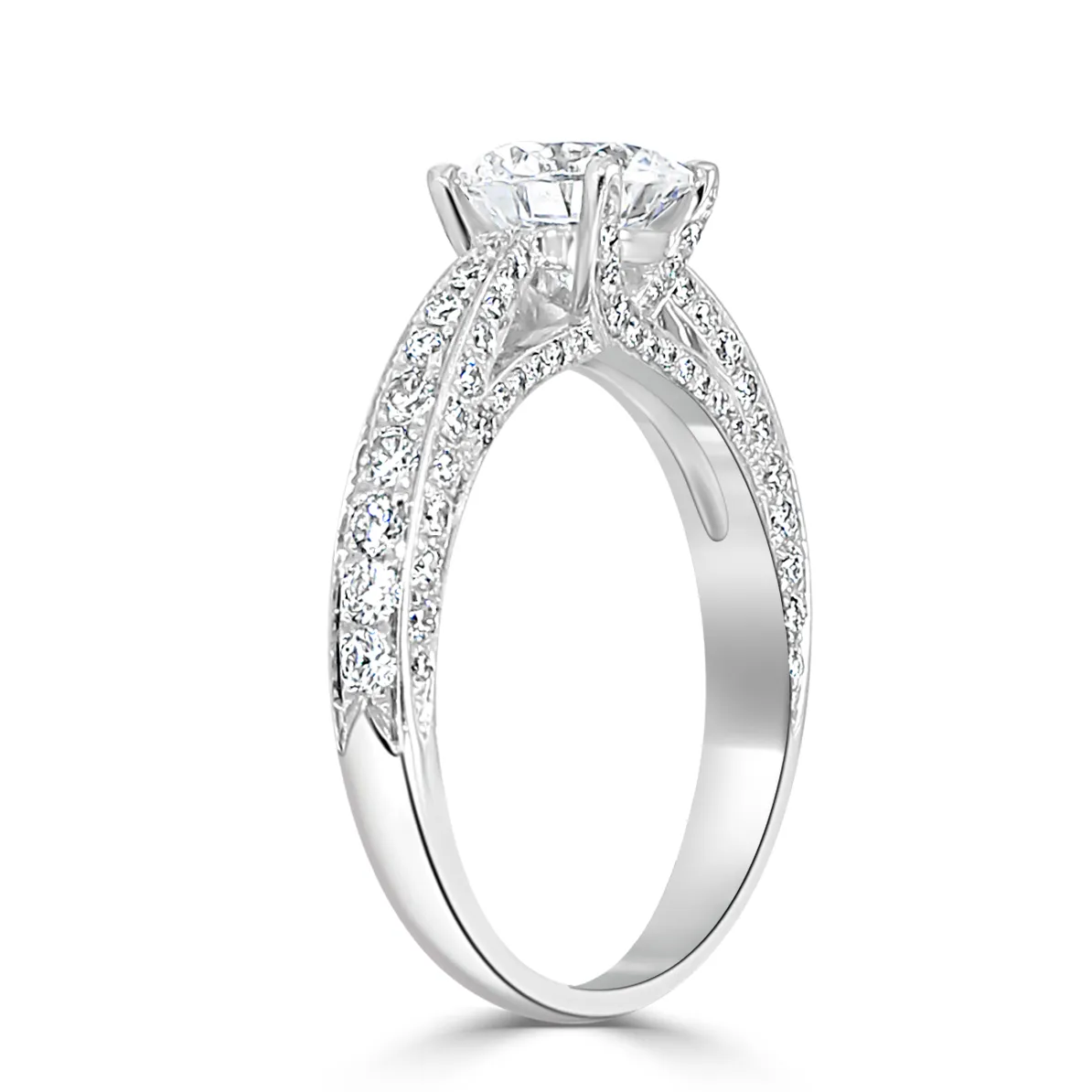 Platinum Glam and Bright Three Sided Pave Engagement Ring jewelry Wabash avenue