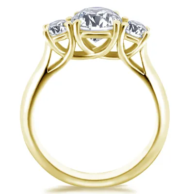 Yellow Gold Three Stone Round Cut Engaagement Ring jewelry store near me