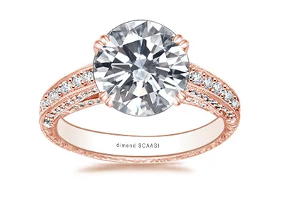 Rose Gold Breathtaking Hand-Crafted Vintage Pave Engagement Ring