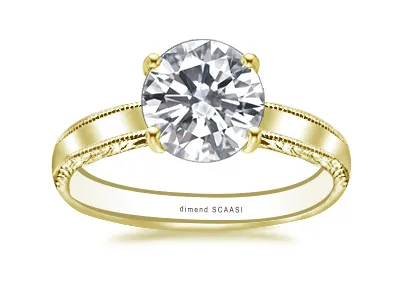 Yellow Gold Modern Cathedral Style Solitaire Engagement Ring