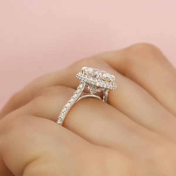White Gold Affordable Pave Halo Engagement Ring from best jeweler