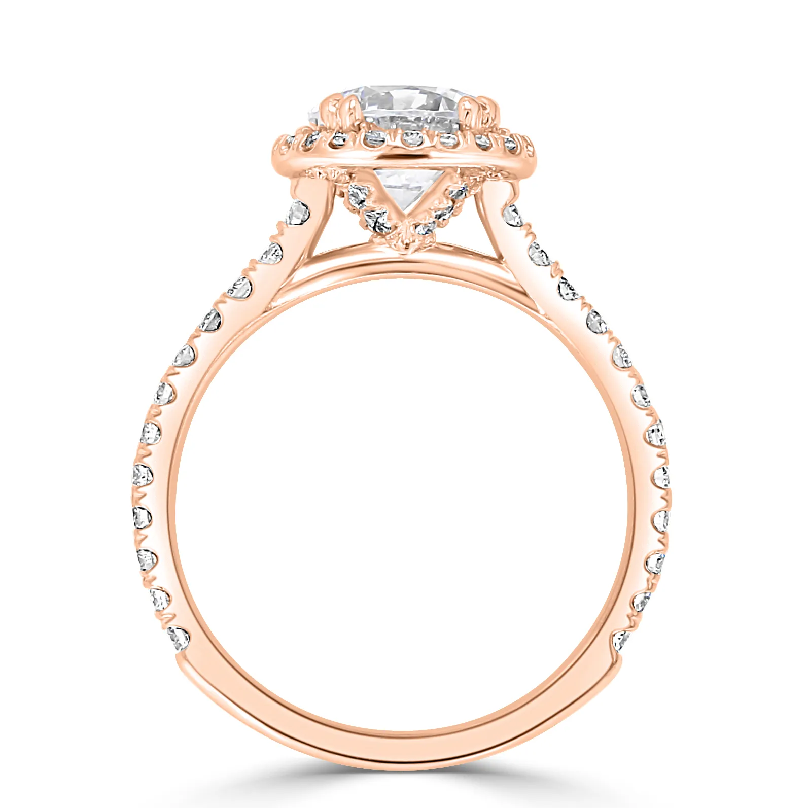 Rose Gold Affordable Pave Halo Engagement Ring jewelry store near me
