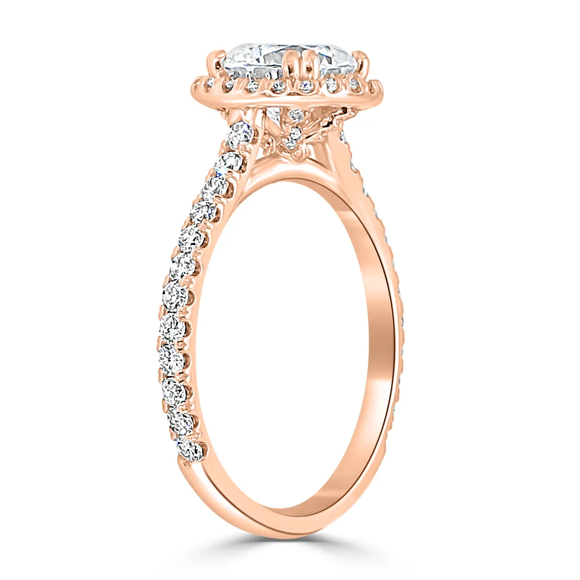 Rose Gold Affordable Pave Halo Engagement Ring jewelry Wabash avenue