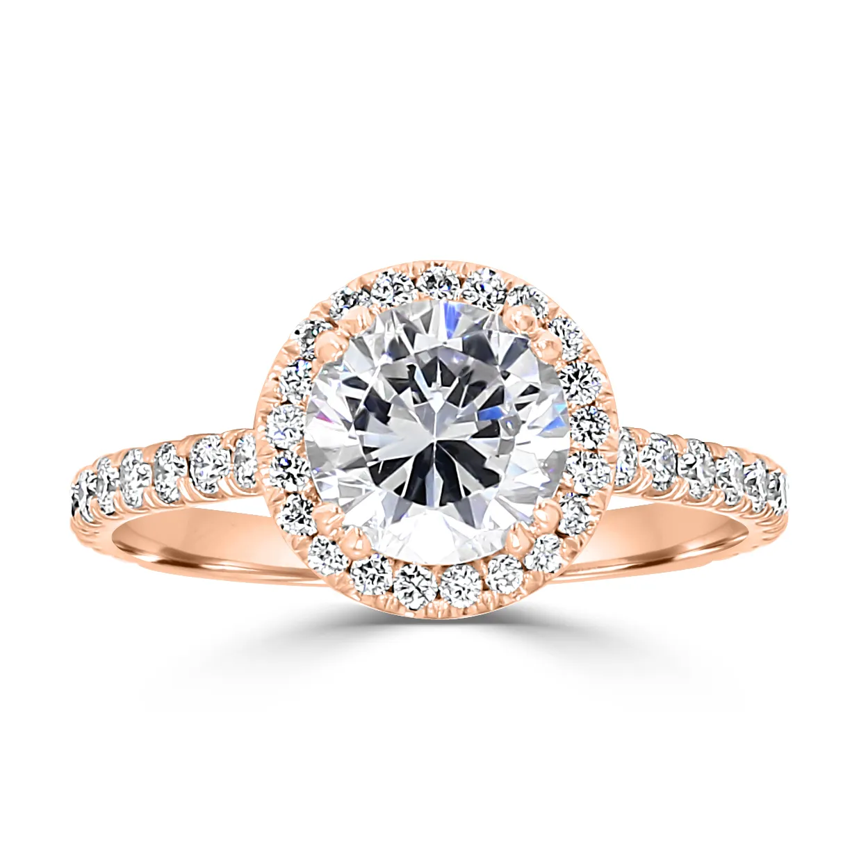 Rose Gold Affordable Pave Halo Engagement Ring