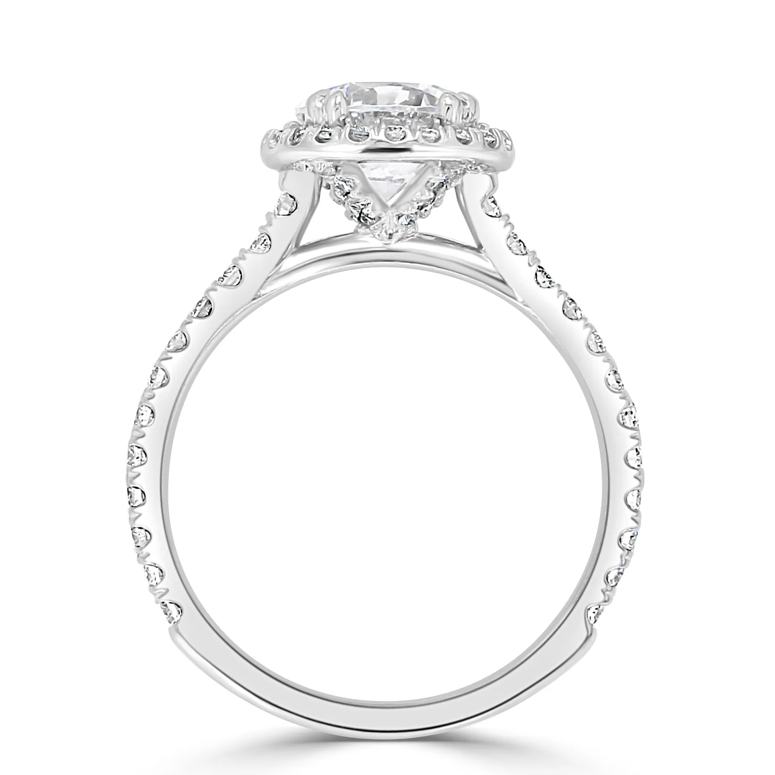 White Gold Affordable Pave Halo Engagement Ring jewelry store near me