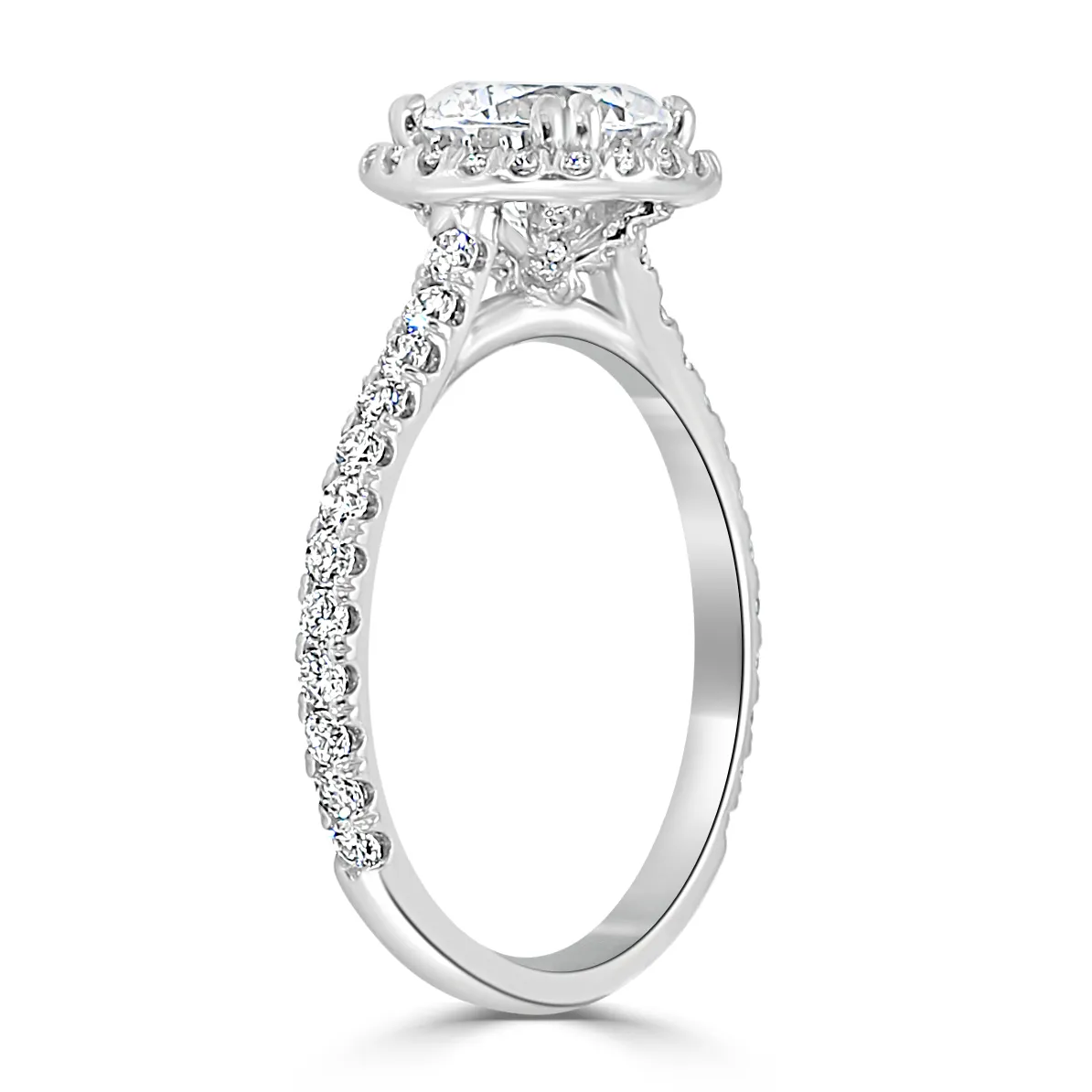 White Gold Affordable Pave Halo Engagement Ring jewelry Wabash avenue