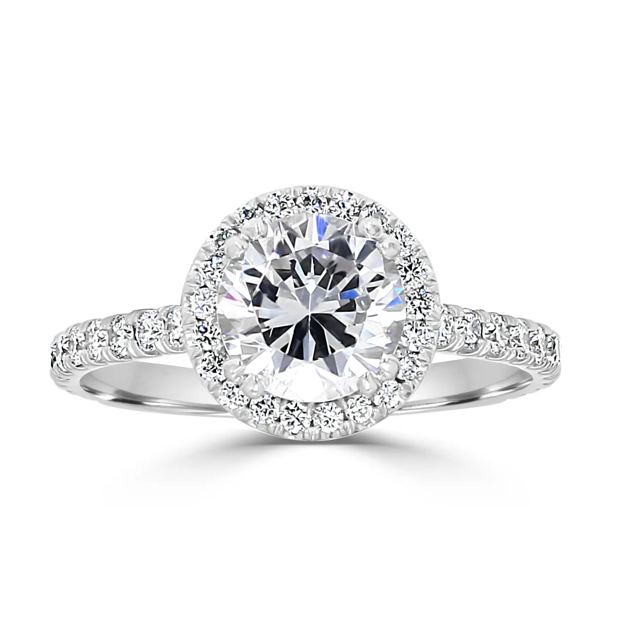 White Gold Affordable Pave Halo Engagement Ring