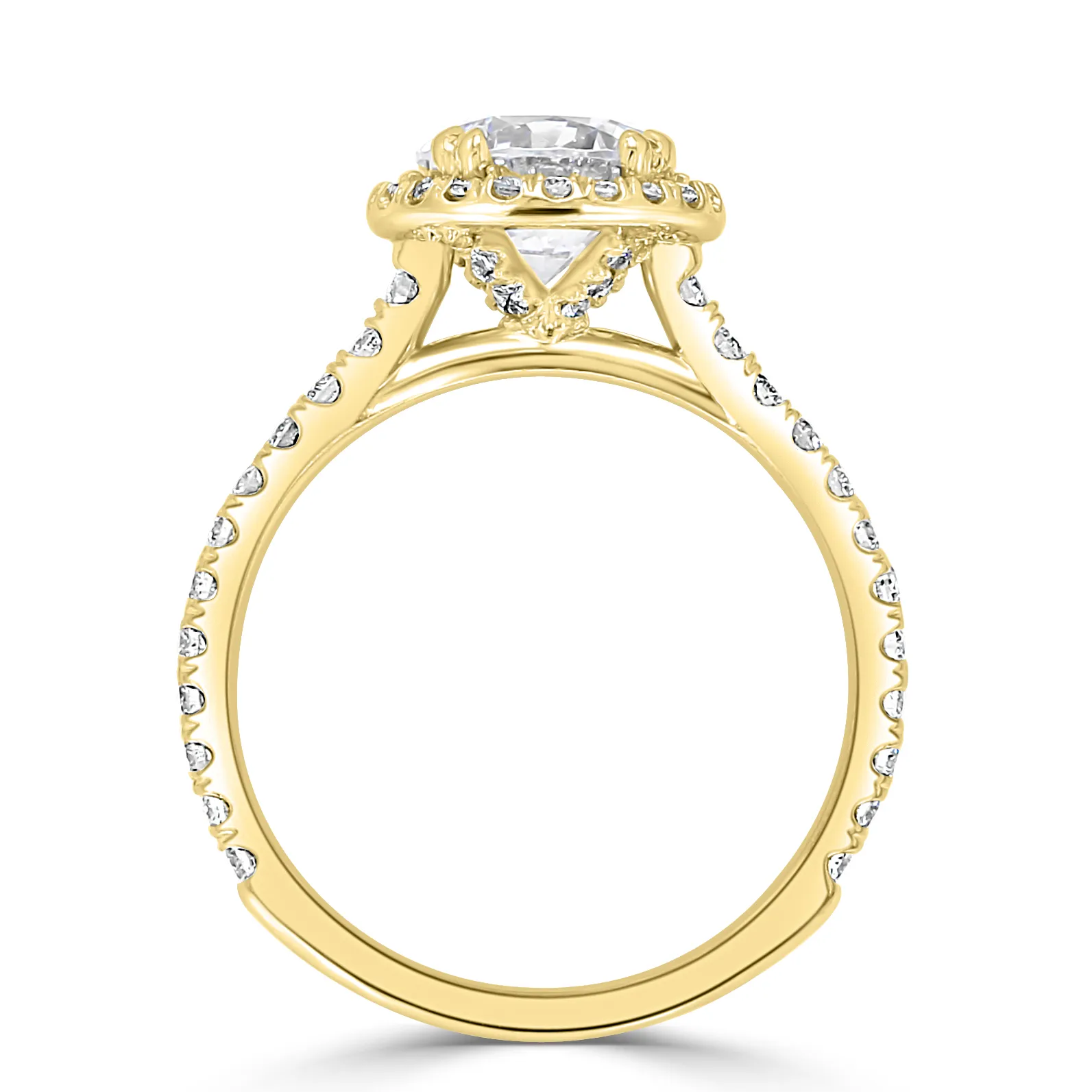 Yellow Gold Affordable Pave Halo Engagement Ring jewelry store near me