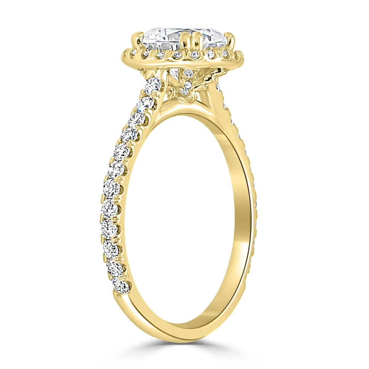 Yellow Gold Affordable Pave Halo Engagement Ring jewelry Wabash avenue