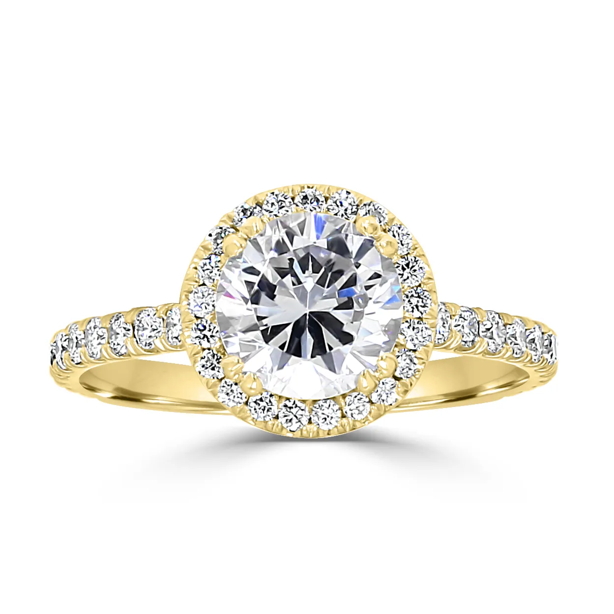 Yellow Gold Affordable Pave Halo Engagement Ring