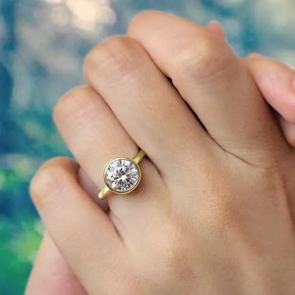 Yellow Gold Bezel Set Engagement Ring jewelry windy city