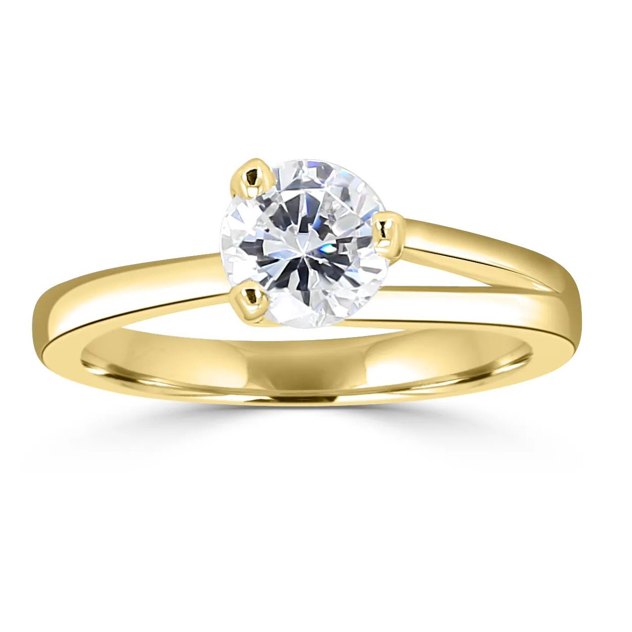 Yellow Gold Round Cut Diamond Engagement Ring