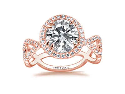 Rose Gold Petite French Diamond Engagement Ring