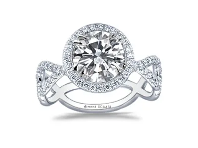 White Gold Petite French Diamond Engagement Ring