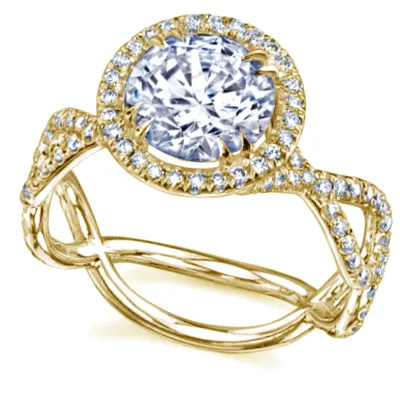 Yellow Gold Petite French Diamond Engagement Ring jewelry store near me