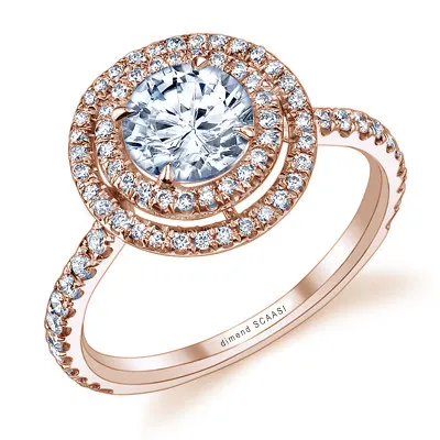 Rose Gold Unique Floating Double Halo Engagement Ring jewelry Wabash avenue