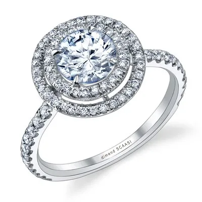 White Gold Unique Floating Double Halo Engagement Ring jewelry Wabash avenue