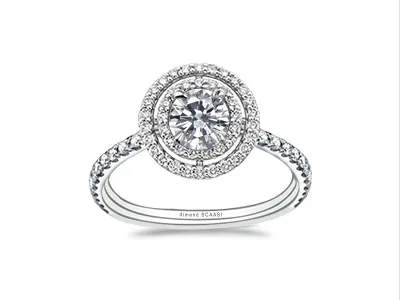 White Gold Unique Floating Double Halo Engagement Ring