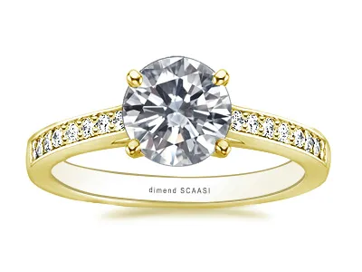 Yellow Gold Pretty and Curvy Diamond Engagement Ring