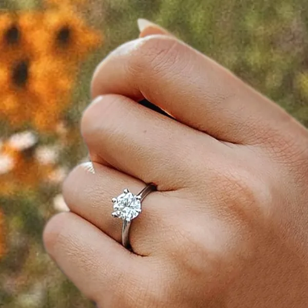 White GoldPretty Six Prong Solitaire Engagement Ring jewelry windy city