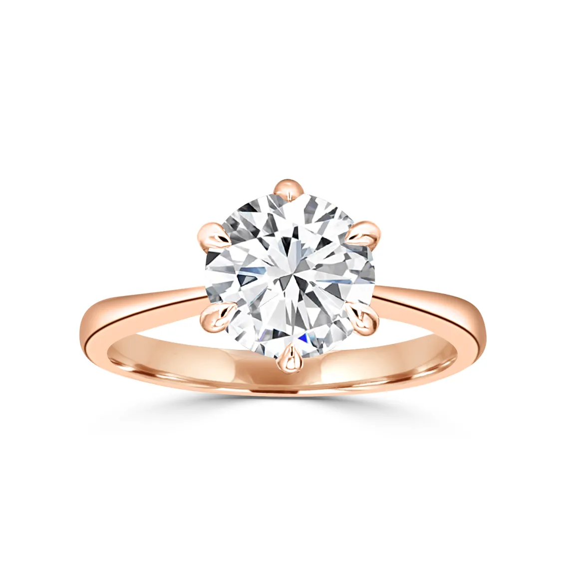 Rose Gold Pretty Six Prong Solitaire Engagement Ring