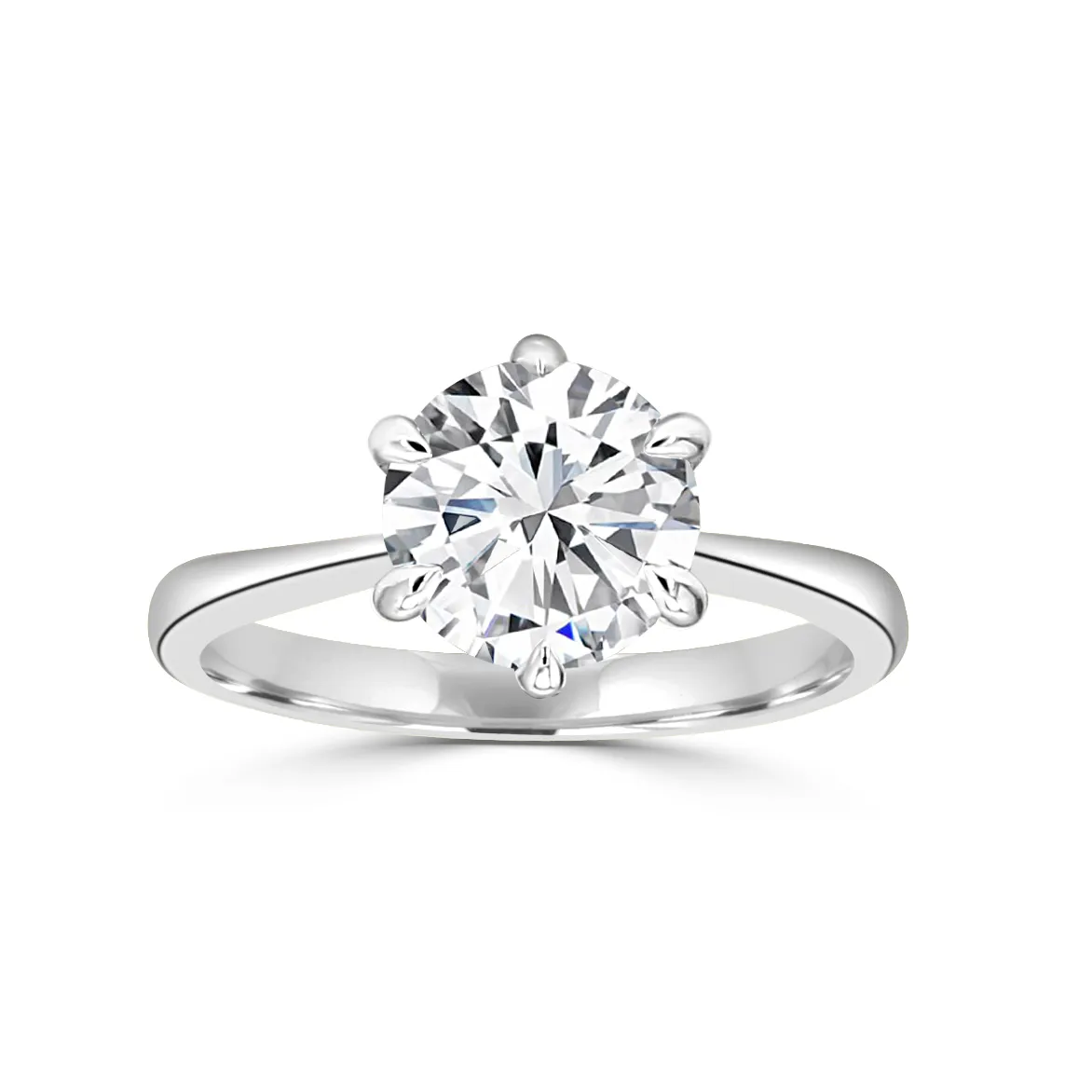 White Gold Pretty Six Prong Solitaire Engagement Ring