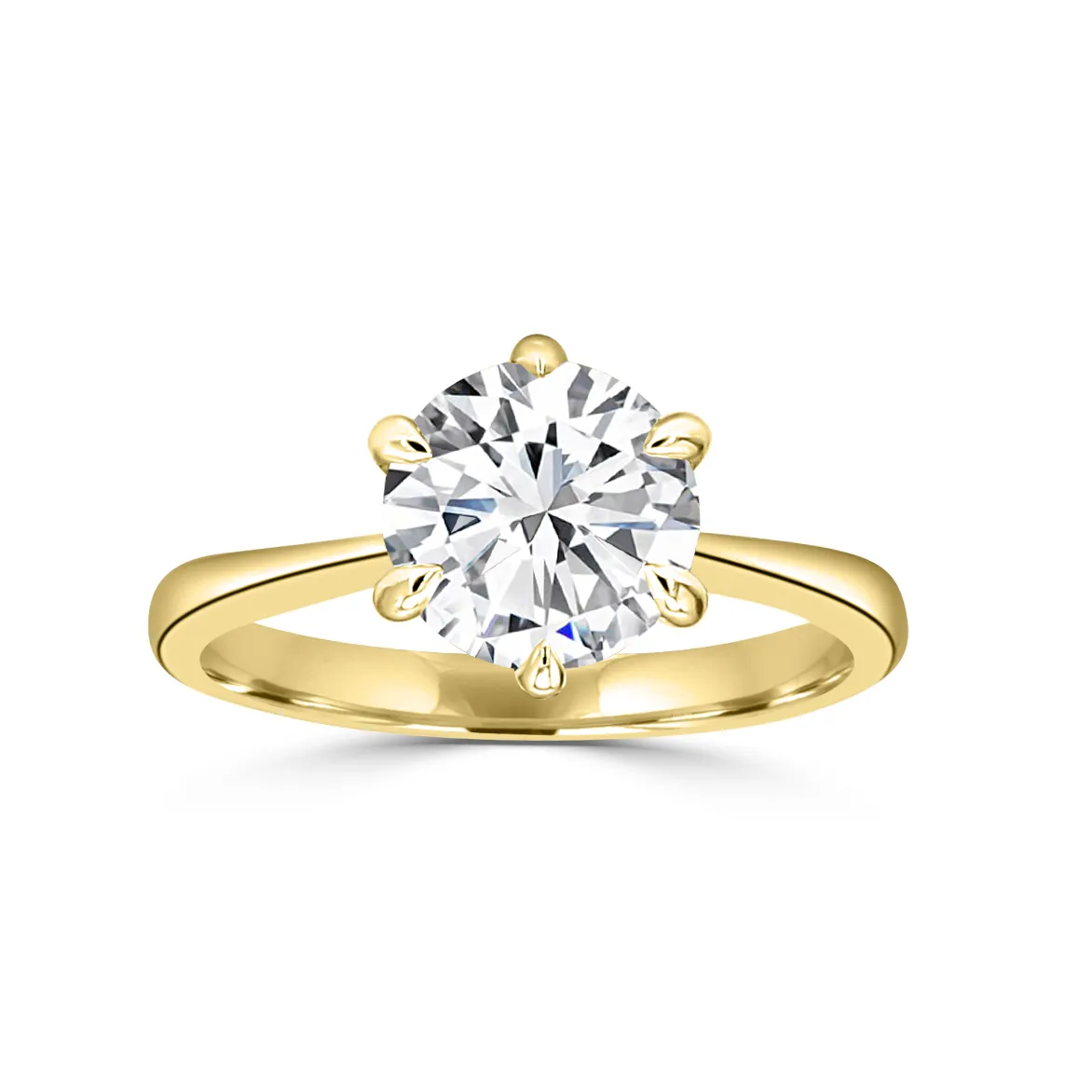 Yellow Gold Pretty Six Prong Solitaire Engagement Ring