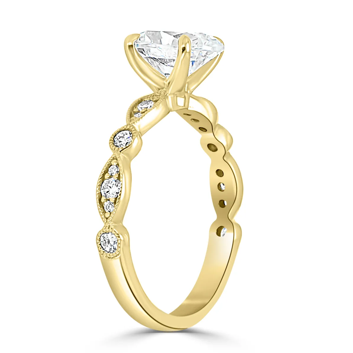 Yellow Gold Incredible Vintage Inspired Milgrain Edged Diamond Ring jewelry Wabash avenue