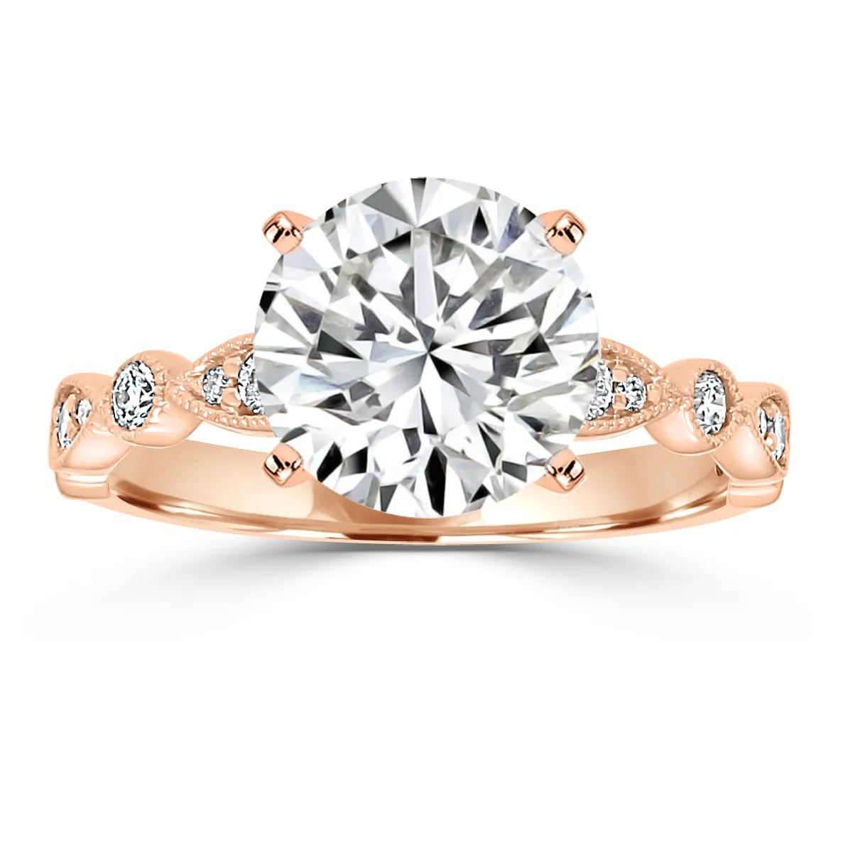 Rose Gold Incredible Vintage Inspired Milgrain Edged Diamond Ring