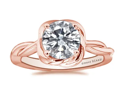 Rose Gold Flower Shaped Twisted Cathedral Engagement Ring