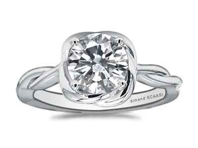 Platinum Flower Shaped Twisted Cathedral Engagement Ring