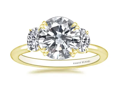 Yellow Gold 3-Stone Modern Open Profile Engagement Ring