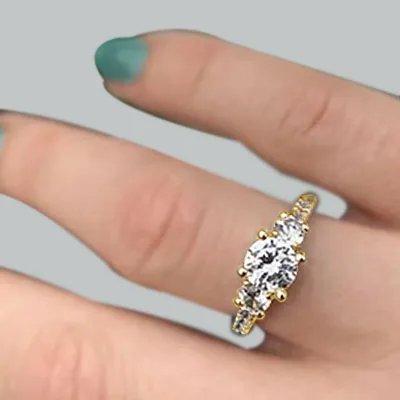 Yellow Gold Distinctive Three Stone Timeless Engagement Ring jewelry windy city